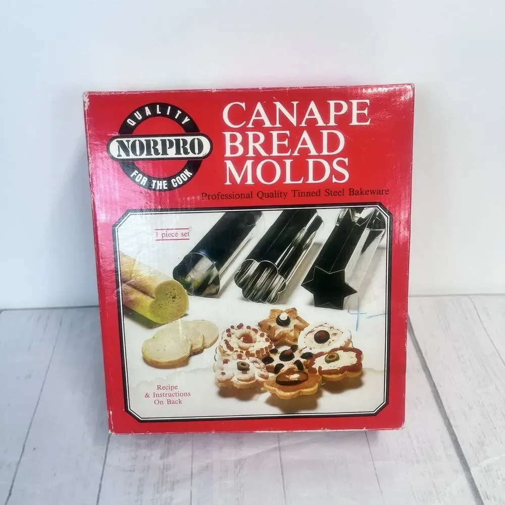 Vintage NORPRO Canape Bread Molds Professional Tinned Steel Bakeware 3pc Set